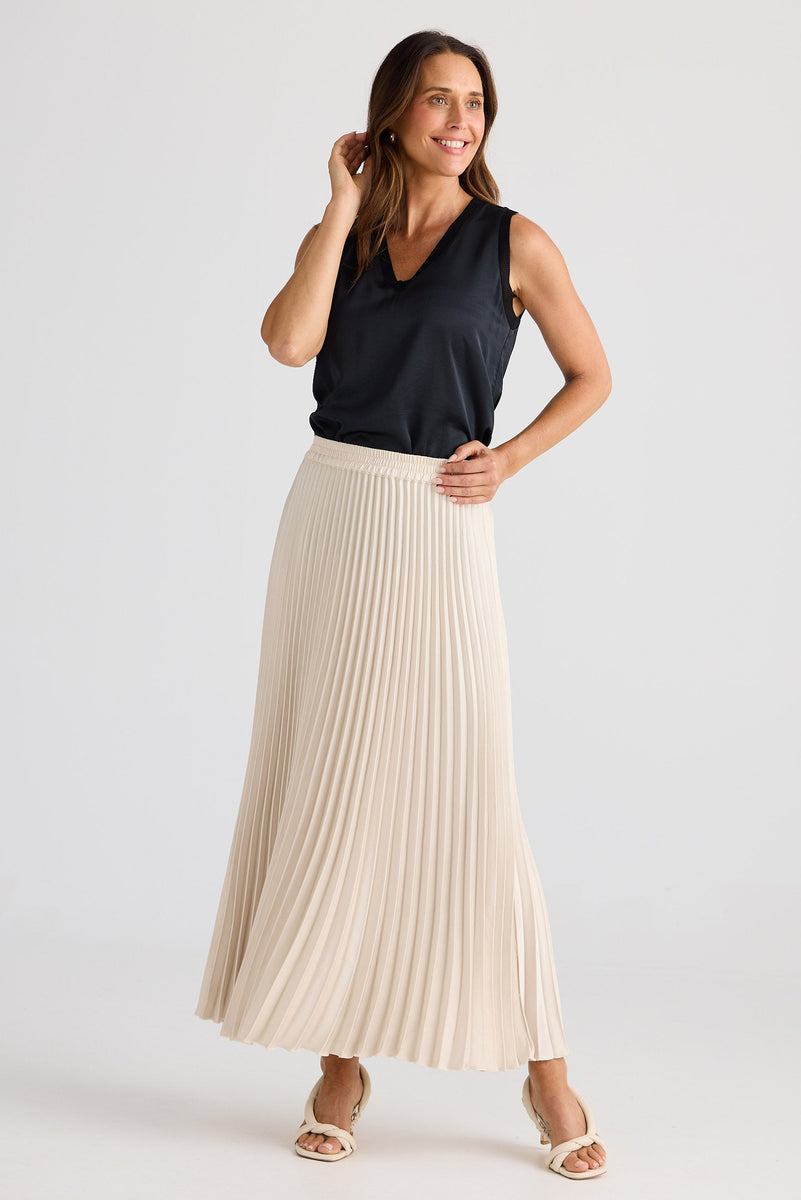 Alias Pleated Skirt - Oyster - Brave+True