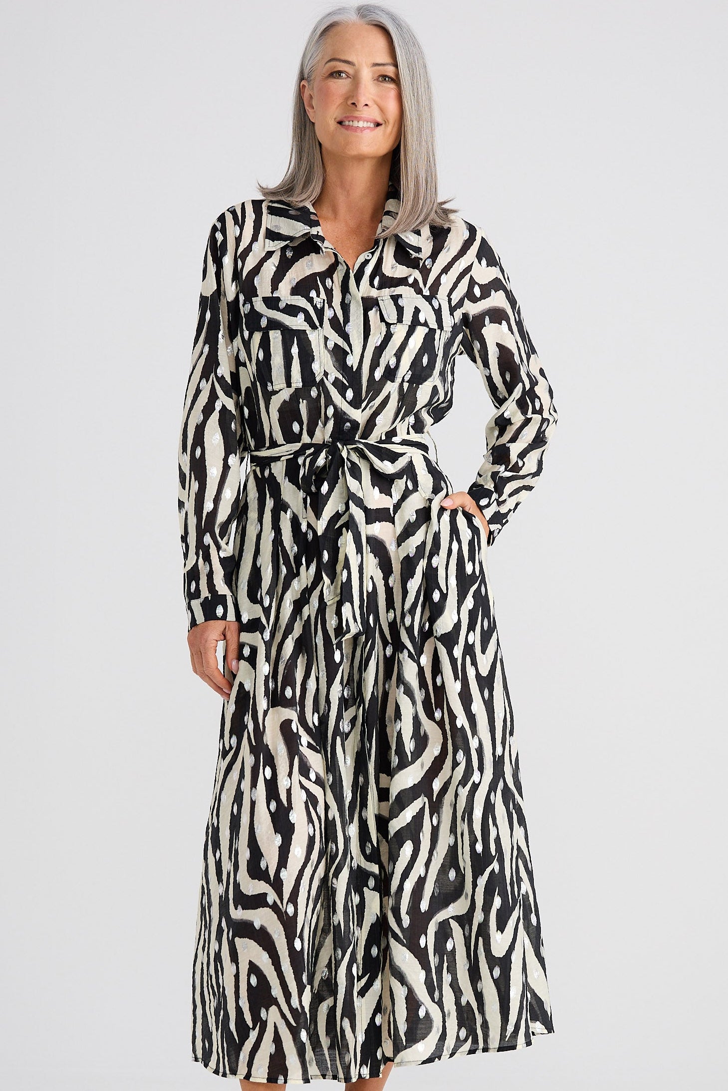 Rossellini Long Sleeve Dress - Zebra Print - Brave+True Rossellini Long Sleeve Dress - Zebra Print - Brave+True