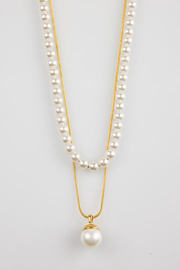 Elissa Necklace - Gold + Pearl