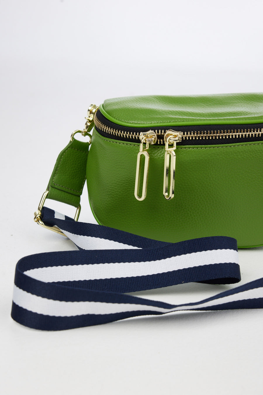Kensington Cross Body Bag - Green + Navy Stripe