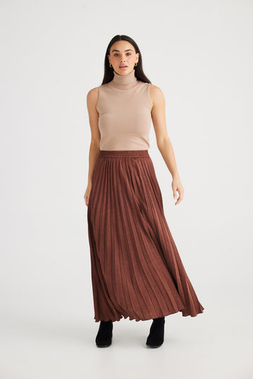 Alias Pleated Skirt - Cocoa