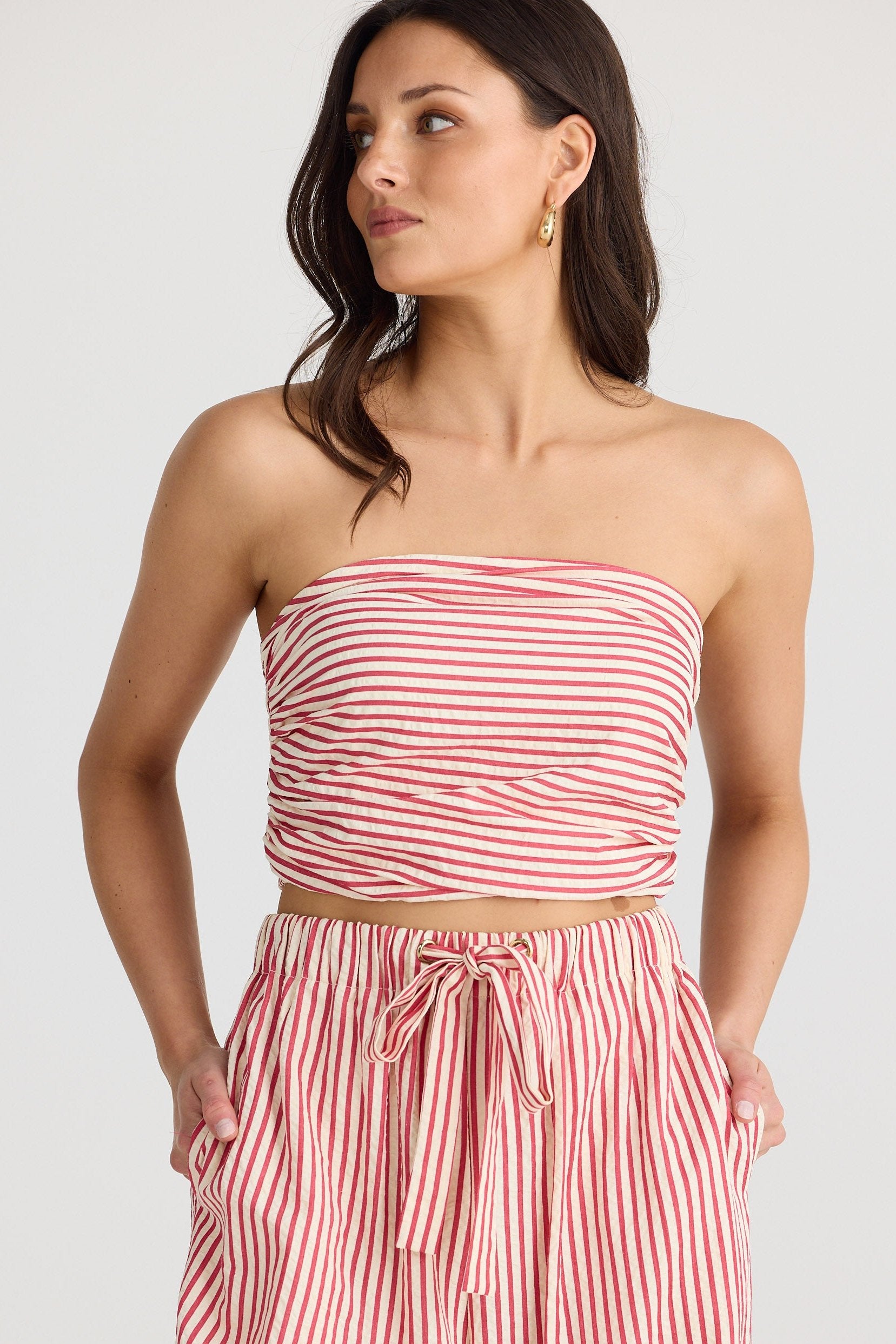 Avalon Dress in White w Red Stripe Avalon Dress in White w Red Stripe
