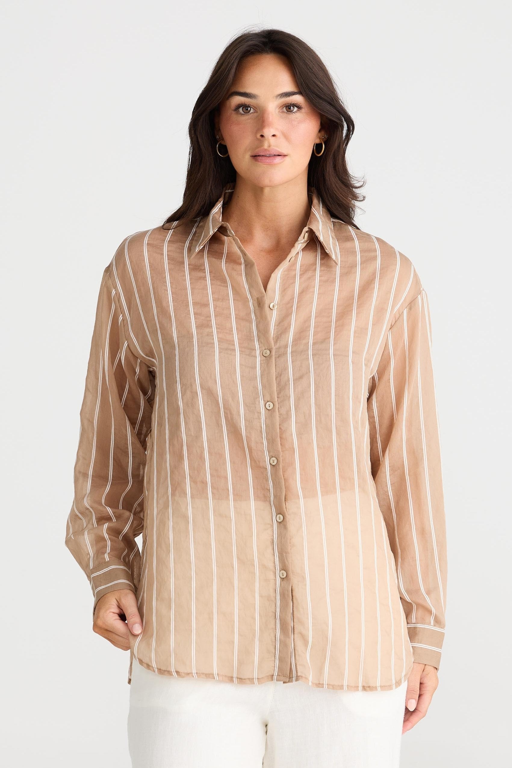 Avalon Shirt - Latte Stripe