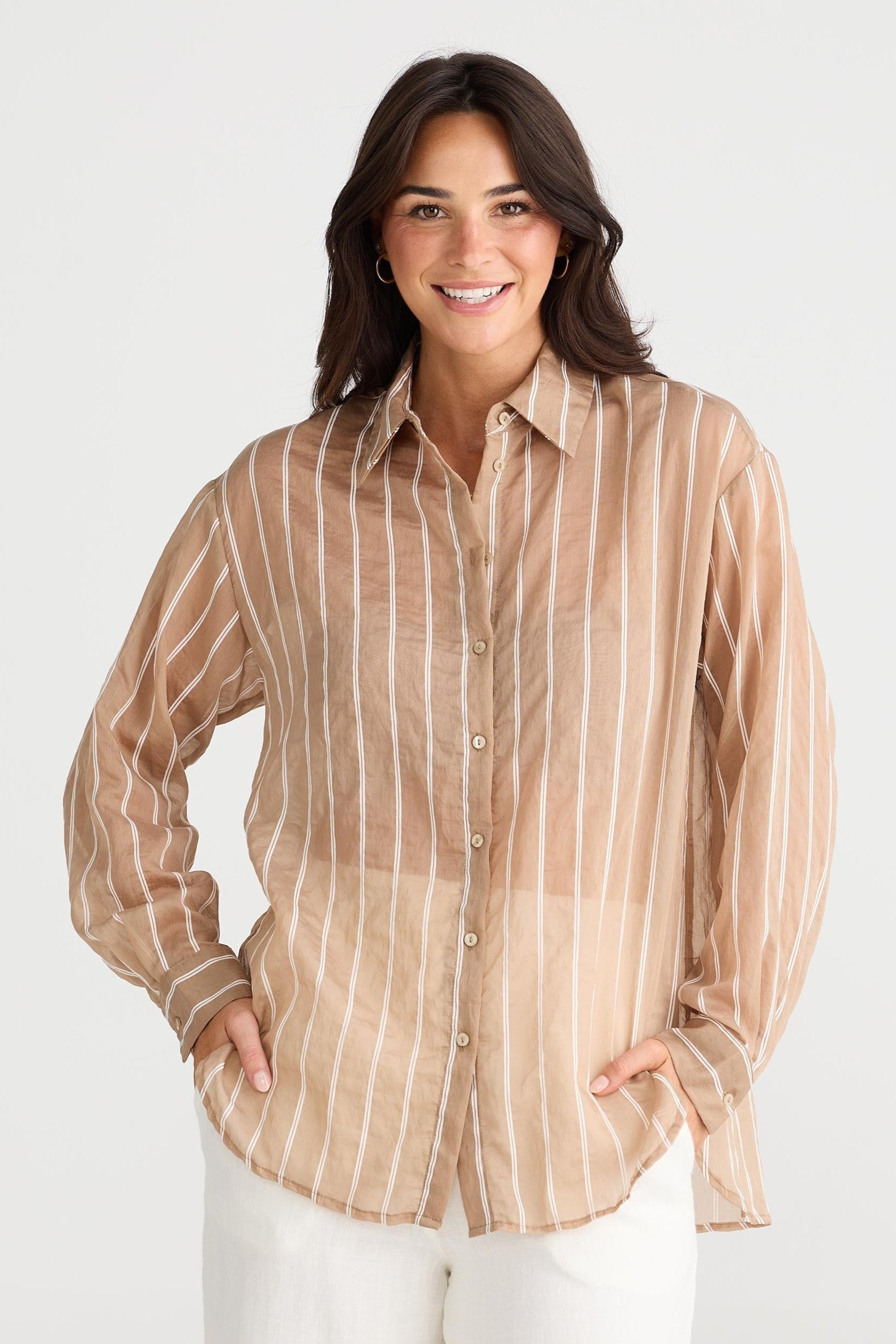 Avalon Shirt - Latte Stripe
