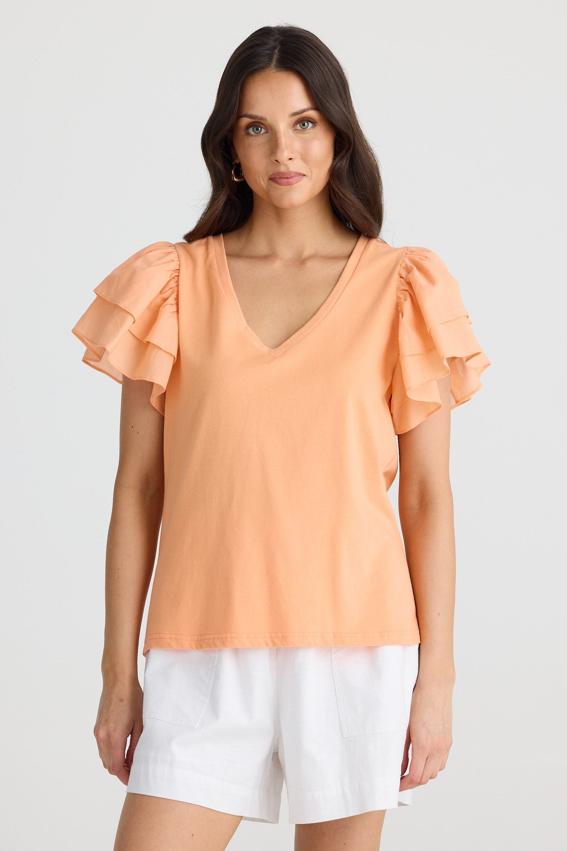 Gigi Vneck Tee - Melon