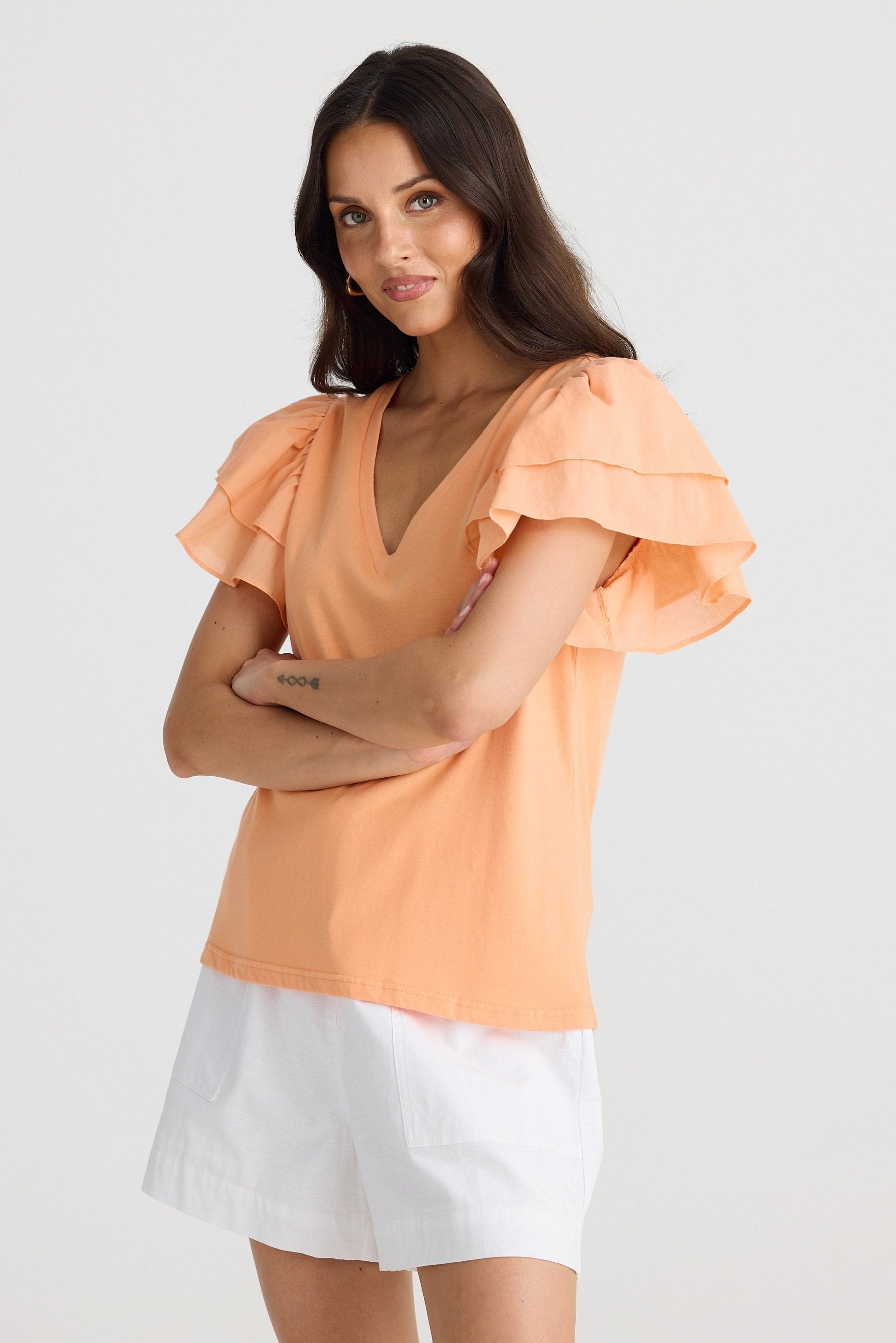 Gigi Vneck Tee - Melon