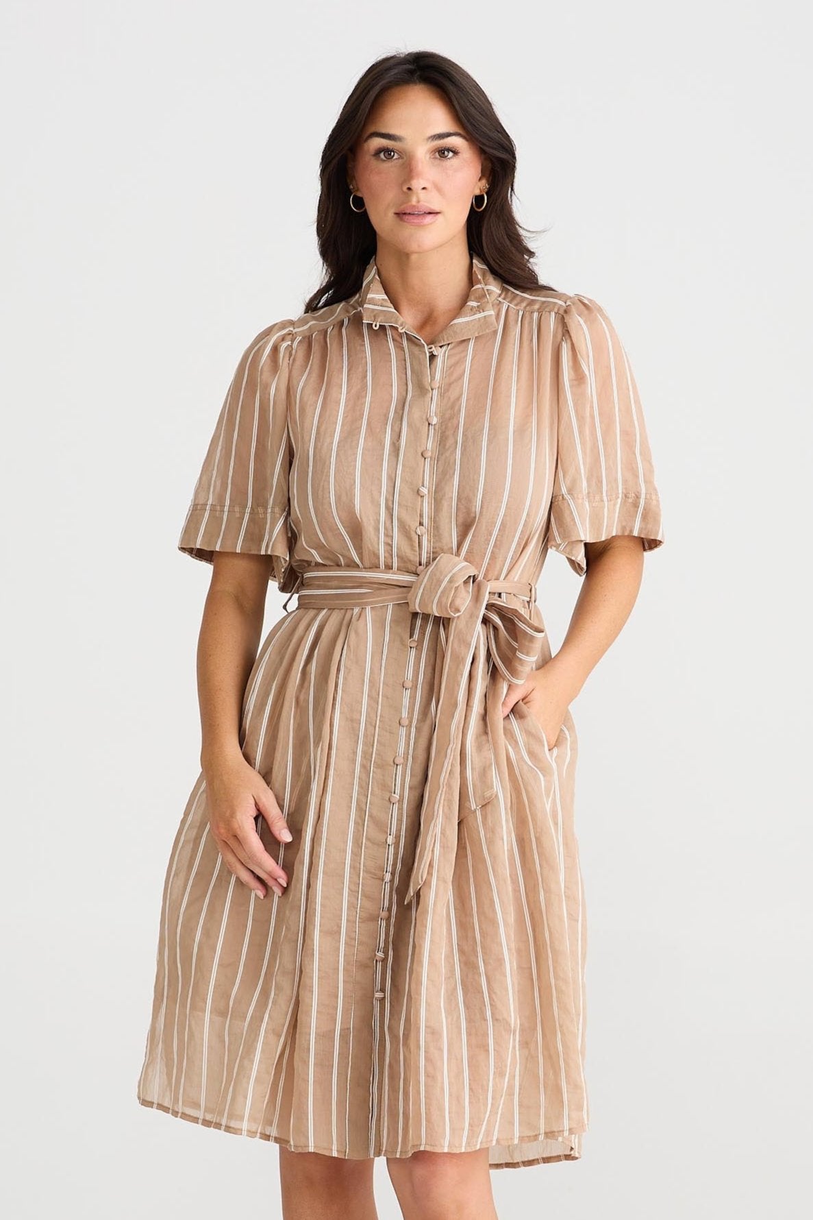 Penelope Dress - Latte Stripe