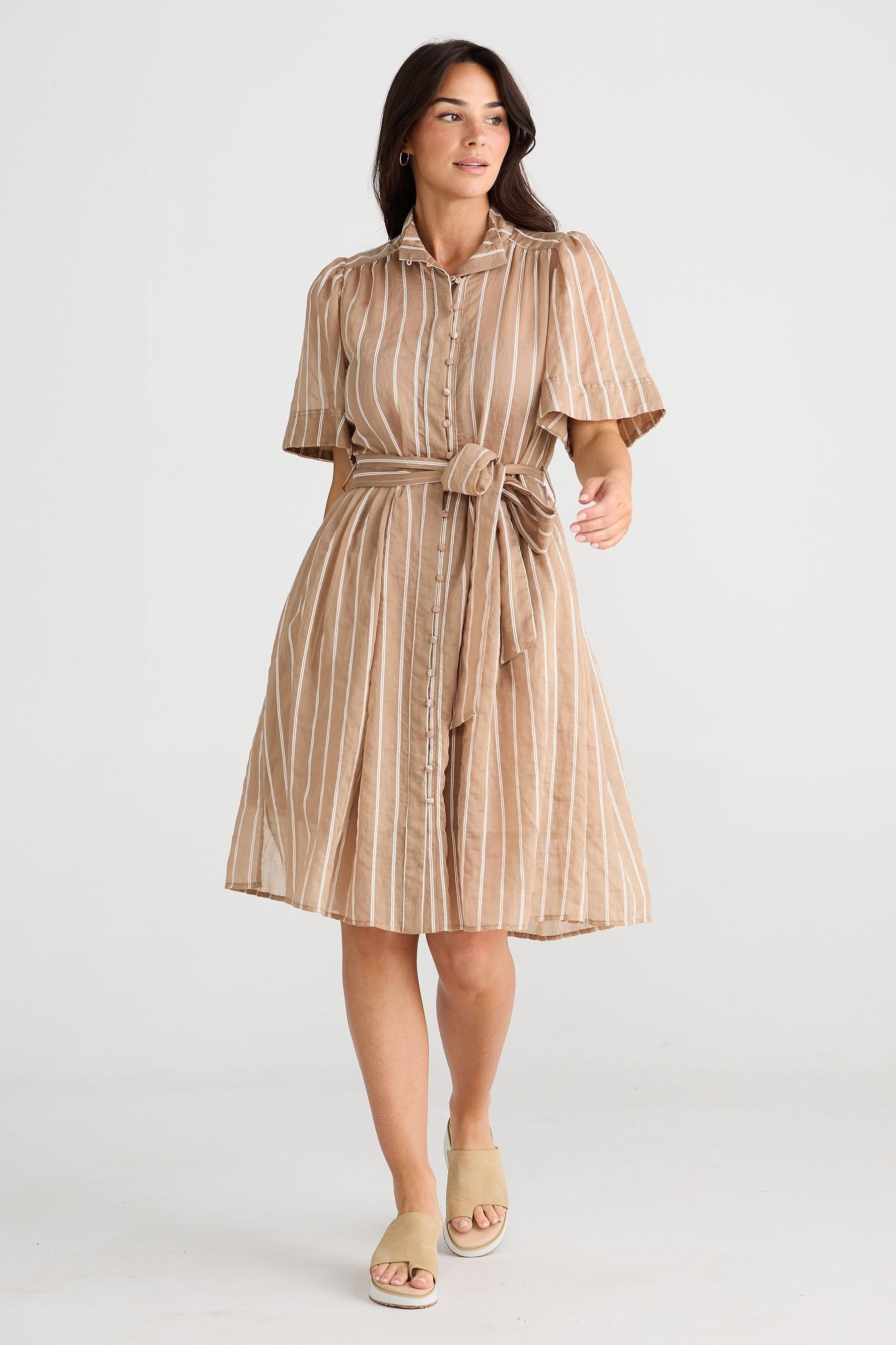 Penelope Dress - Latte Stripe