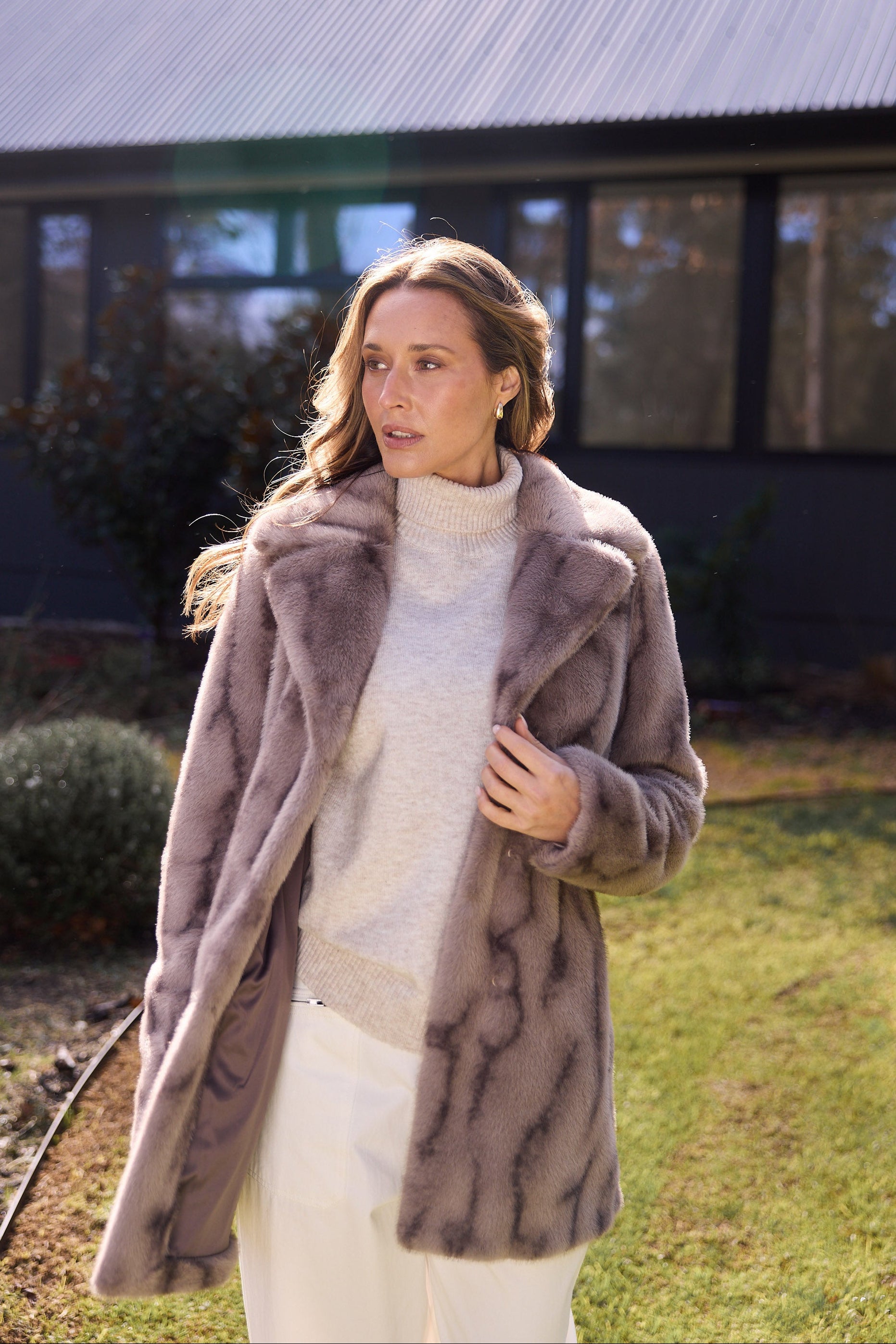 Nadia Fur Coat - Textured Mink