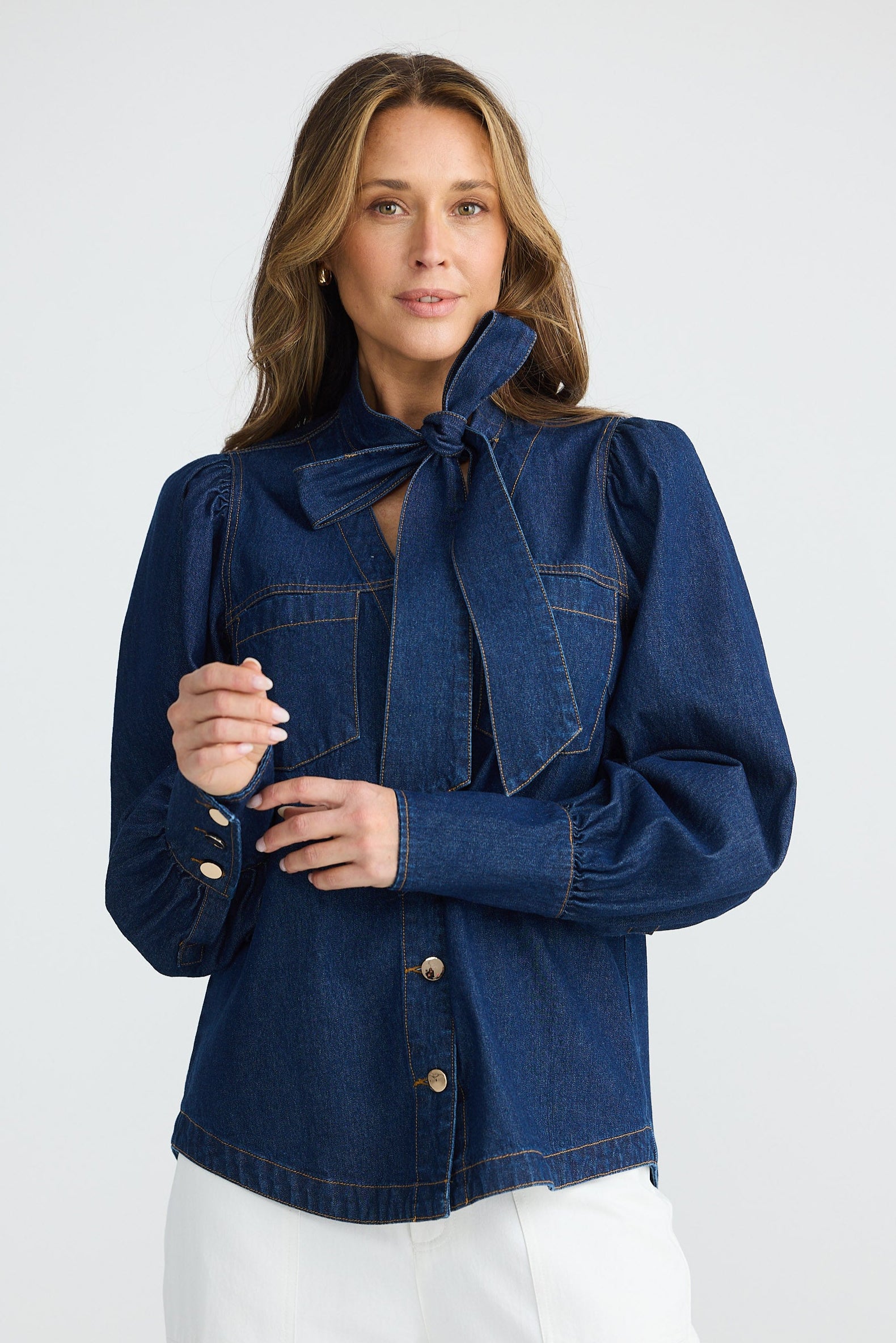 Nicola Denim Blouse - Dark Denim