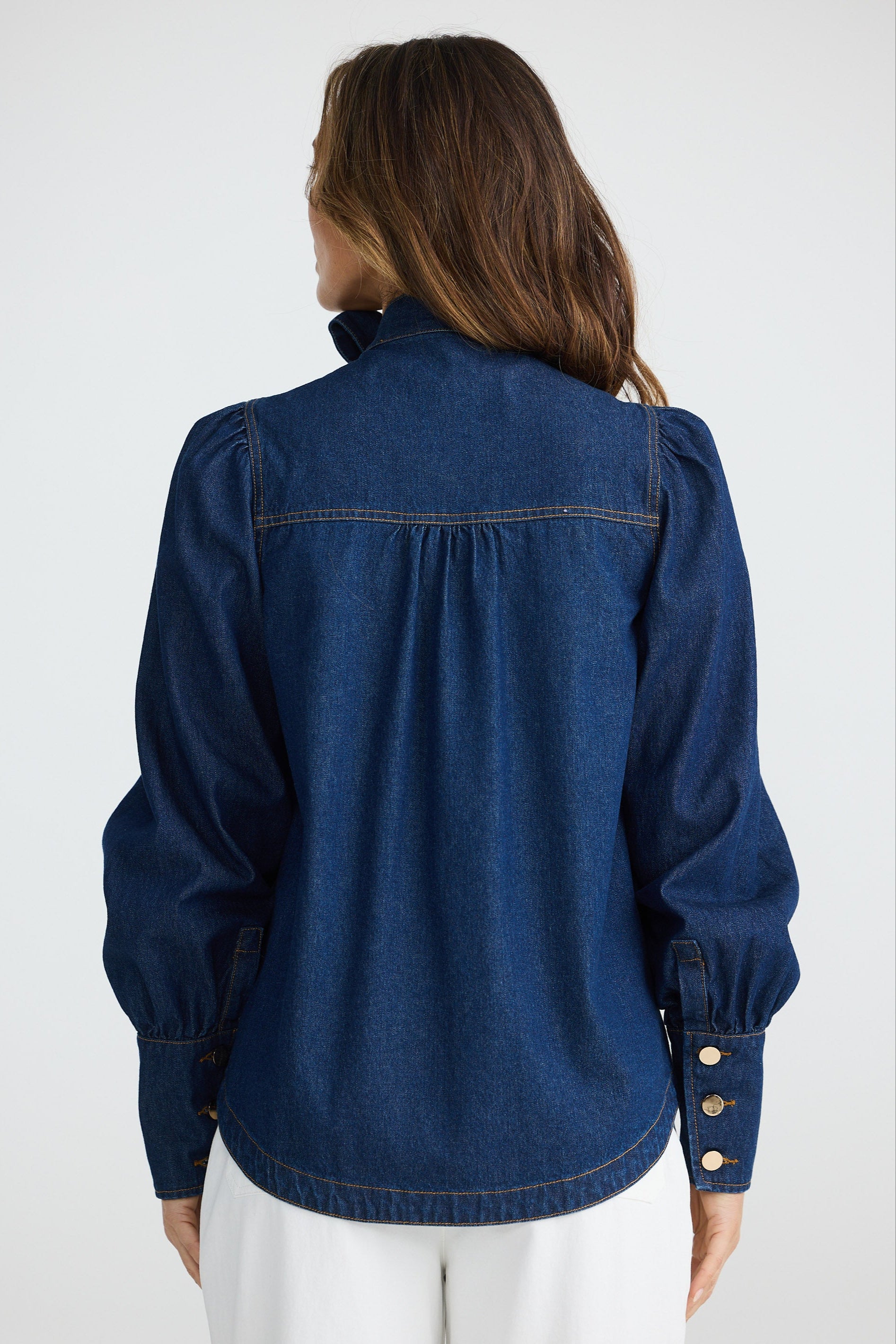Nicola Denim Blouse - Dark Denim