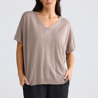 Model wearing Jessamy Top in Champagne W Silver by Brave + True, view 2.