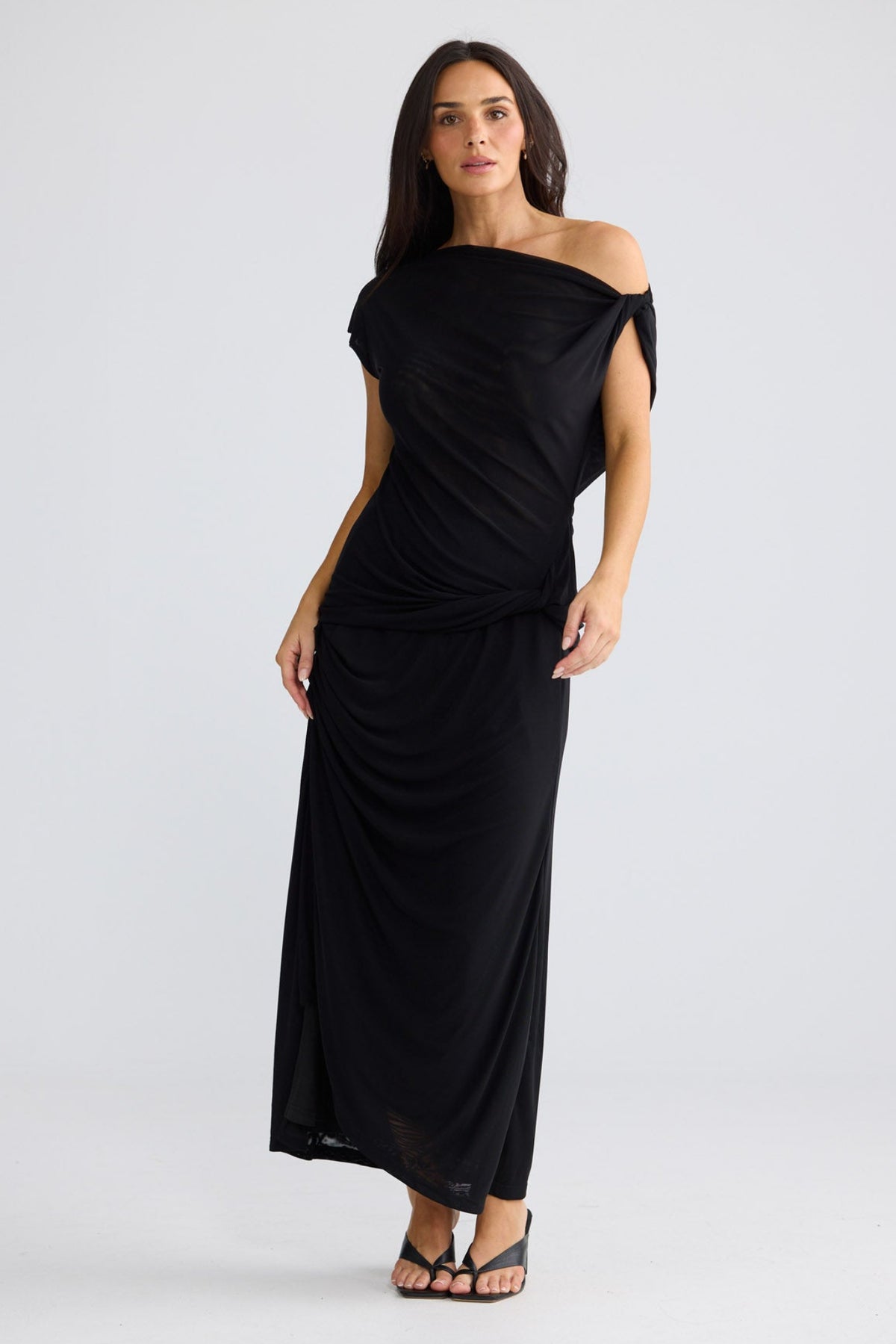 Model wearing Harriet Top in Black by Brave + True, view 4.