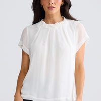 Model wearing Carina Blouse in White by Brave + True, view 2.
