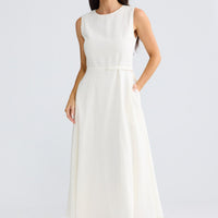 Model wearing Ren Midi Dress in Porcelain by Brave + True, view 2.