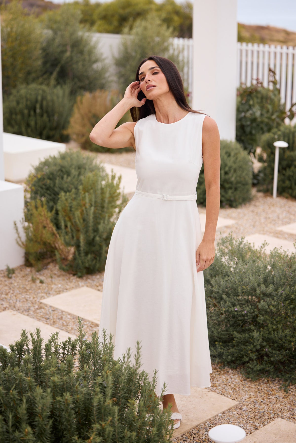 Ren Midi Dress - Porcelain
