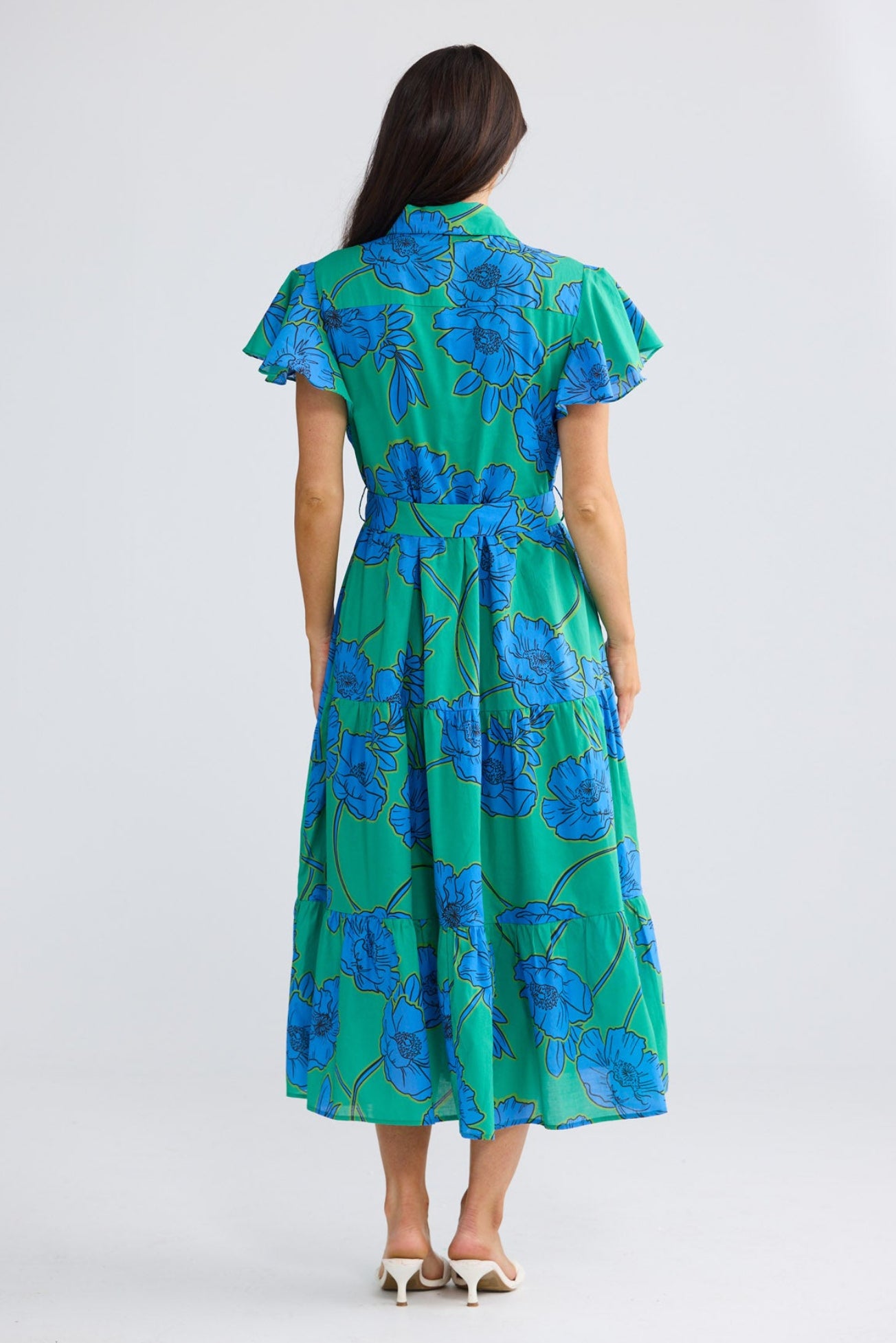 Model wearing Alice Short Sleeve Dress in Bloomsbury Floral by Brave + True, view 4.