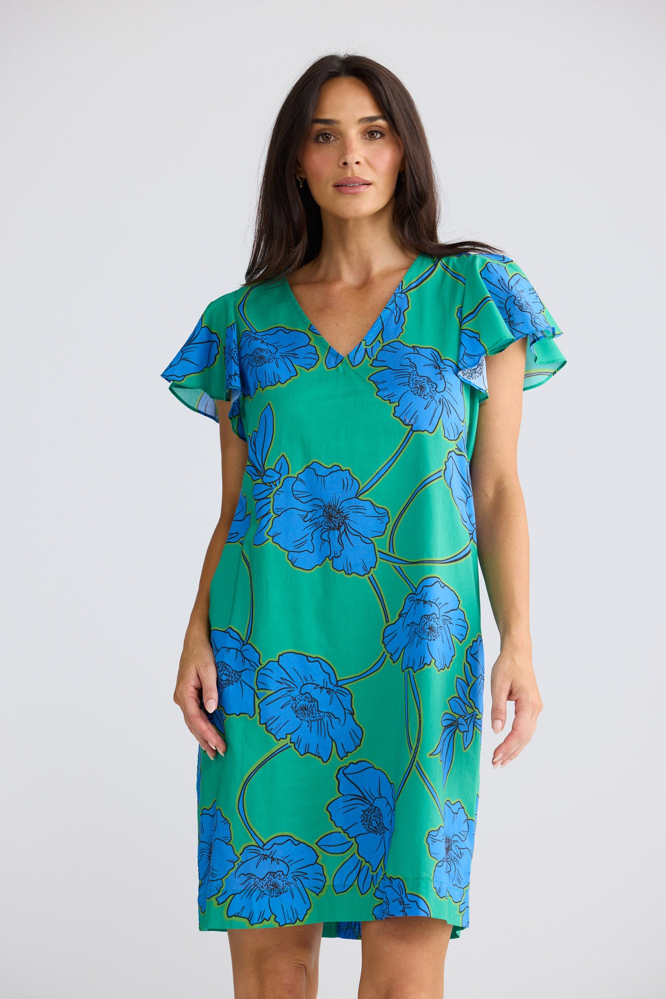 Model wearing Jemma Dress in Bloomsbury Floral by Brave + True, view 4.