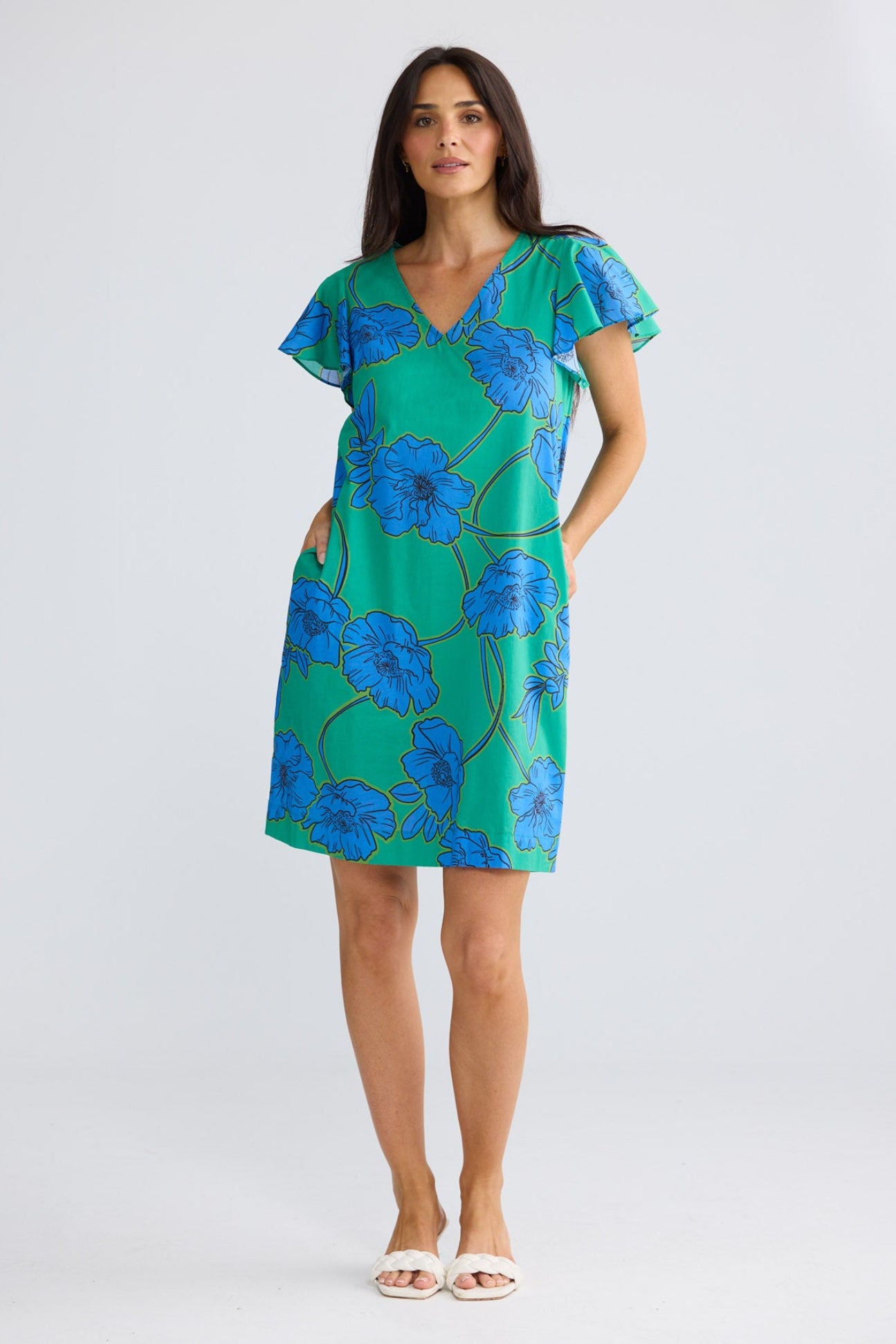 Model wearing Jemma Dress in Bloomsbury Floral by Brave + True, view 3.
