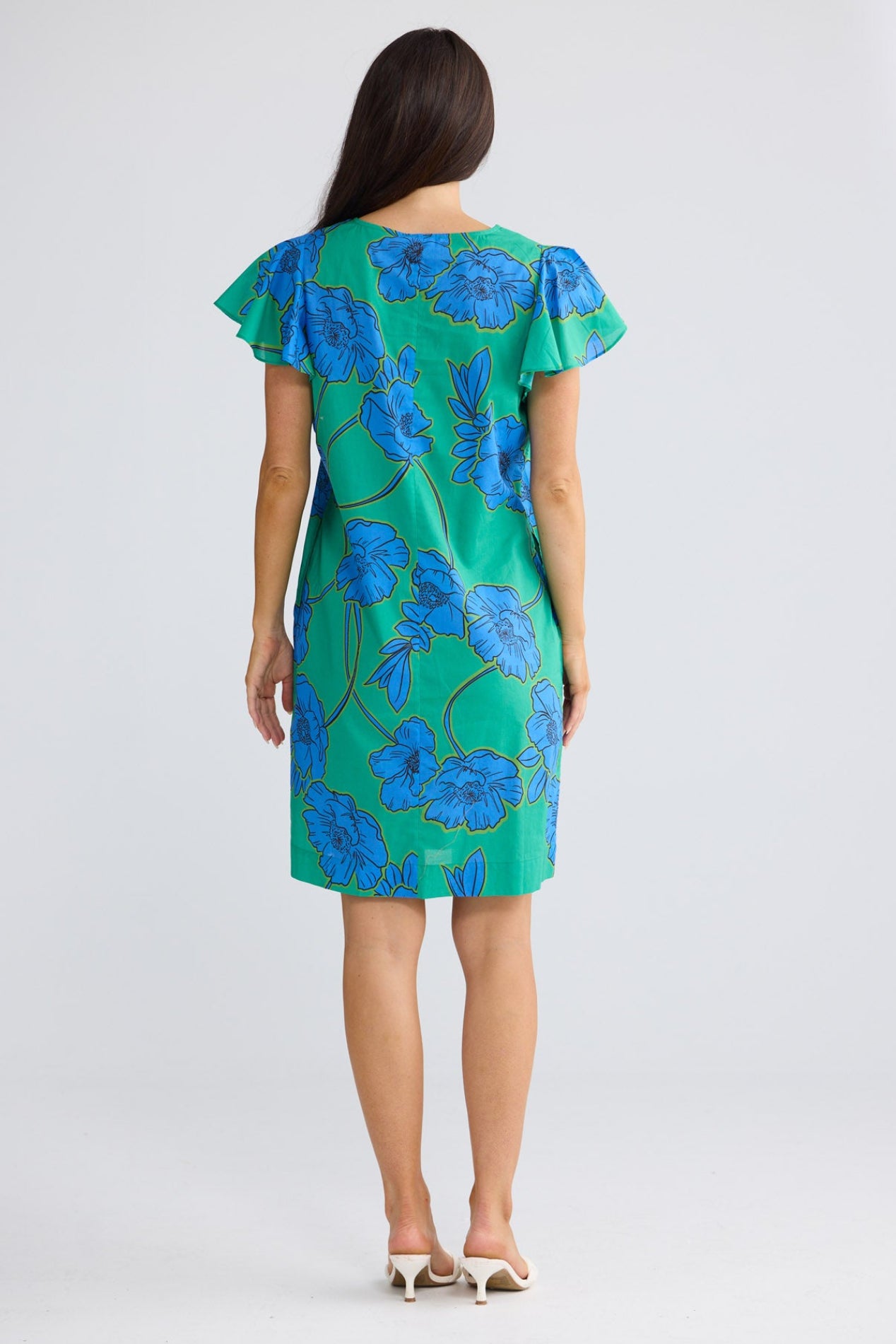 Model wearing Jemma Dress in Bloomsbury Floral by Brave + True, view 2.
