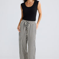 Model wearing Jude Pant in Black Gingham by Brave + True, view 3.