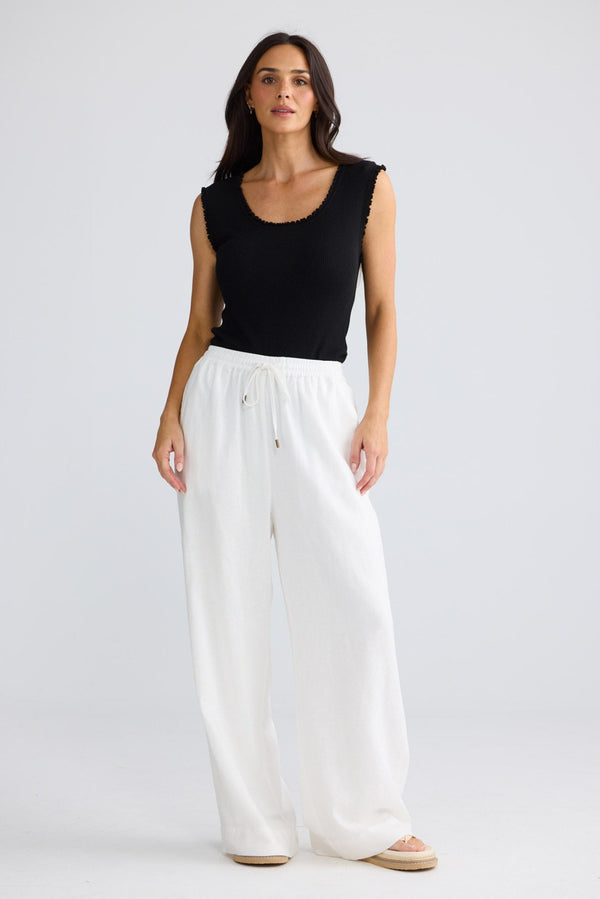 Model wearing Jude Pant in White by Brave + True, view 3.