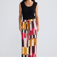 Model wearing Astrid Pant in Painterly Geo by Brave + True, view 3.