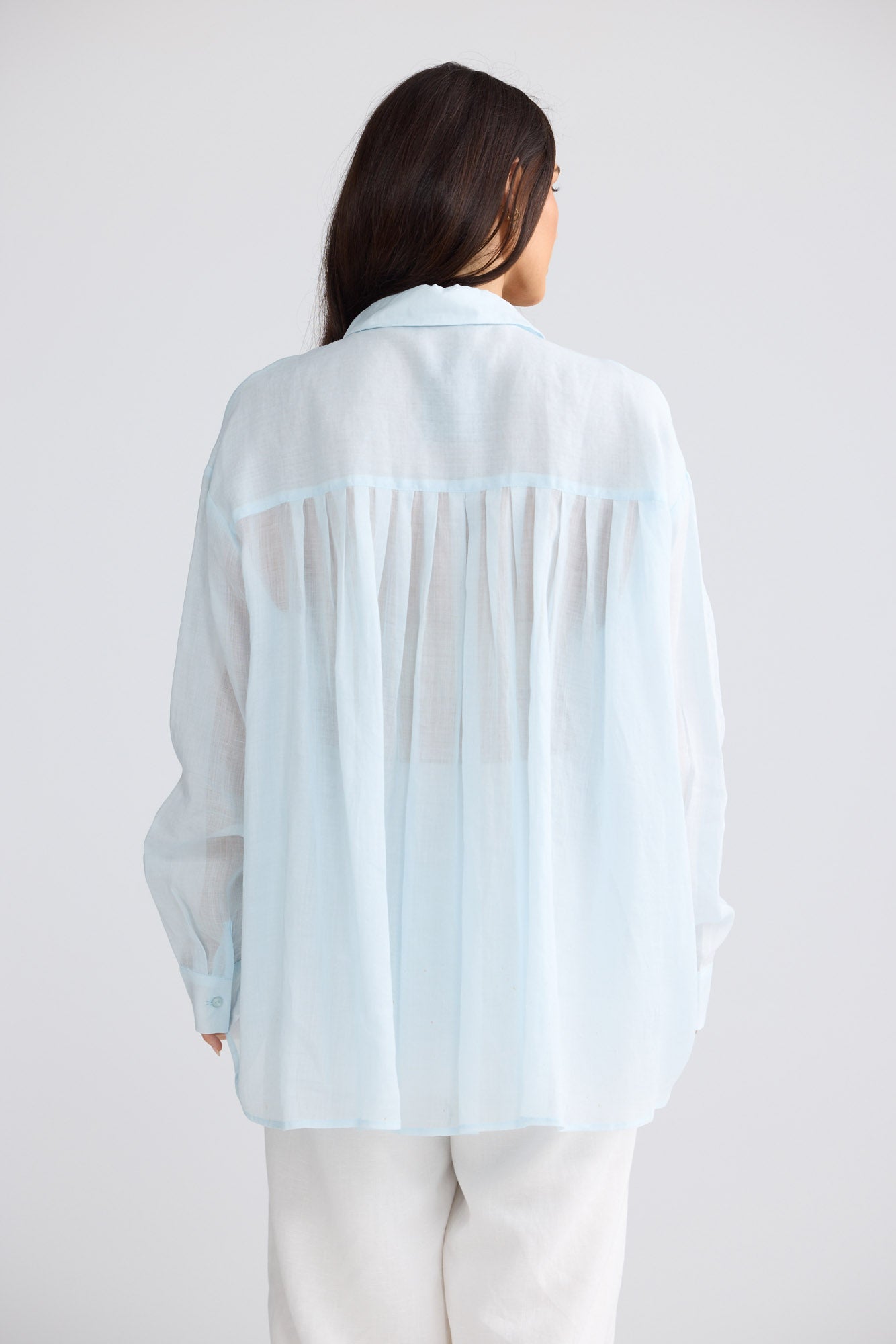 Model wearing Louis Shirt in Powder Blue by Brave + True, view 2.