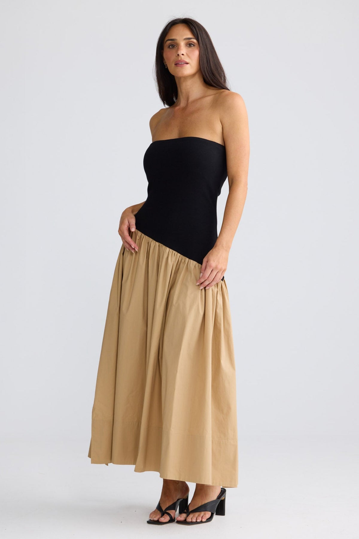 Model wearing Sonita Dress in Black by Brave + True, view 3.