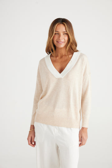 Barcelona Knit - Oat + White