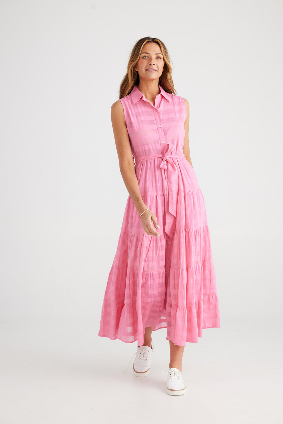 Poppy Maxi Dress - Pink Window Check