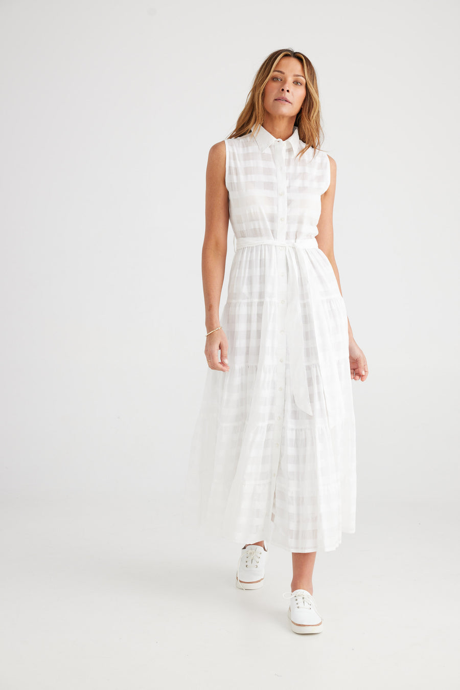 Poppy Maxi Dress - White Window Check