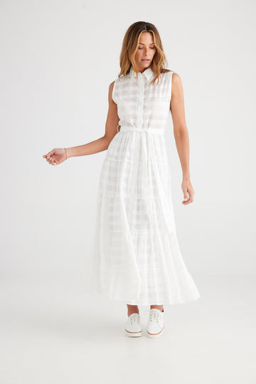 Poppy Maxi Dress - White Window Check
