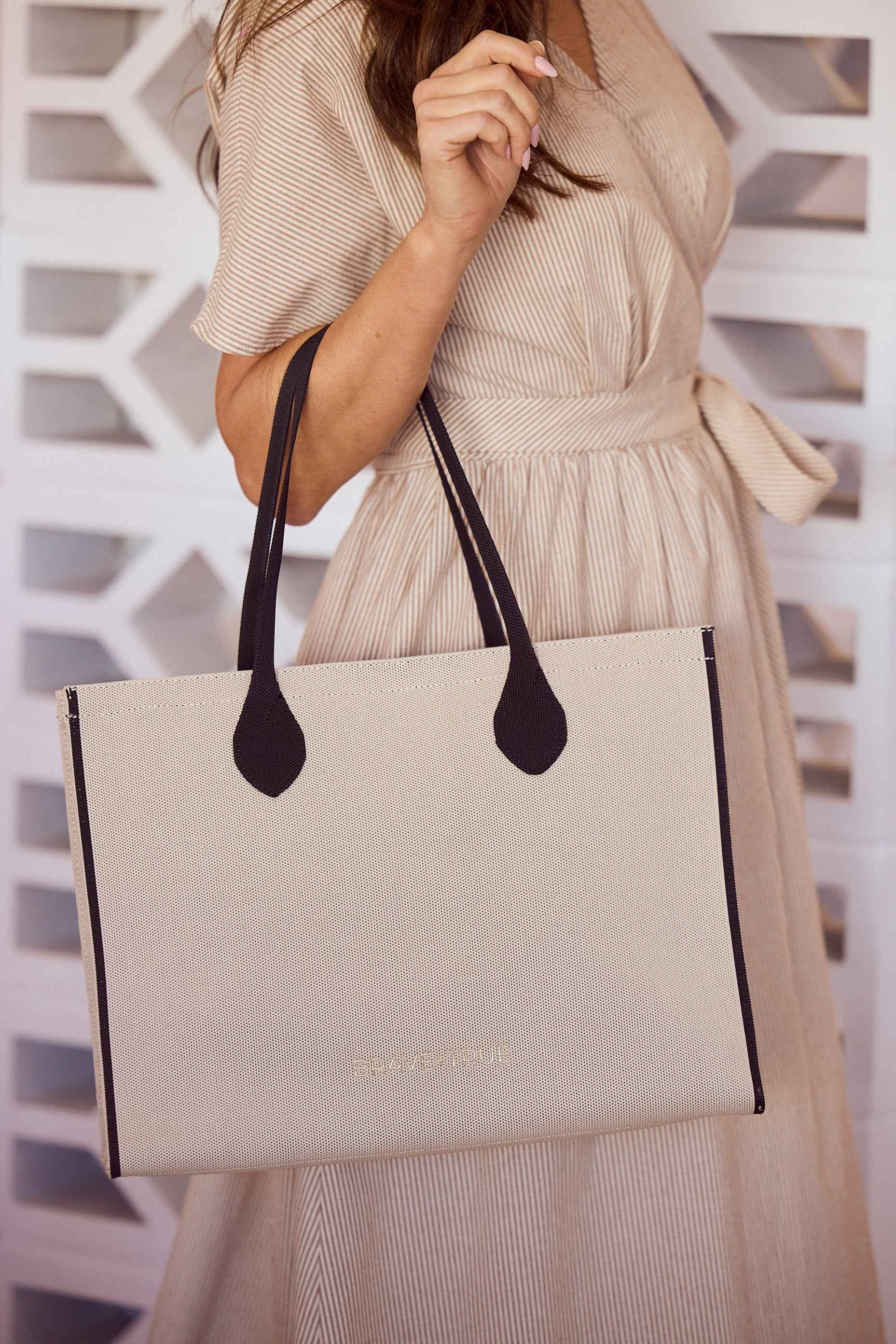 Matcha Tote Bag - Natural With Black