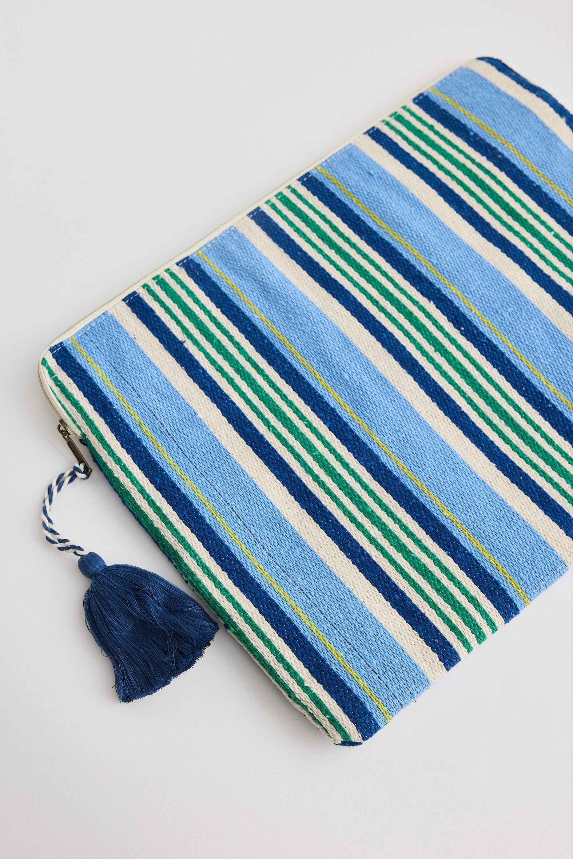 Sunny Laptop Case - Blue With Green Stripe