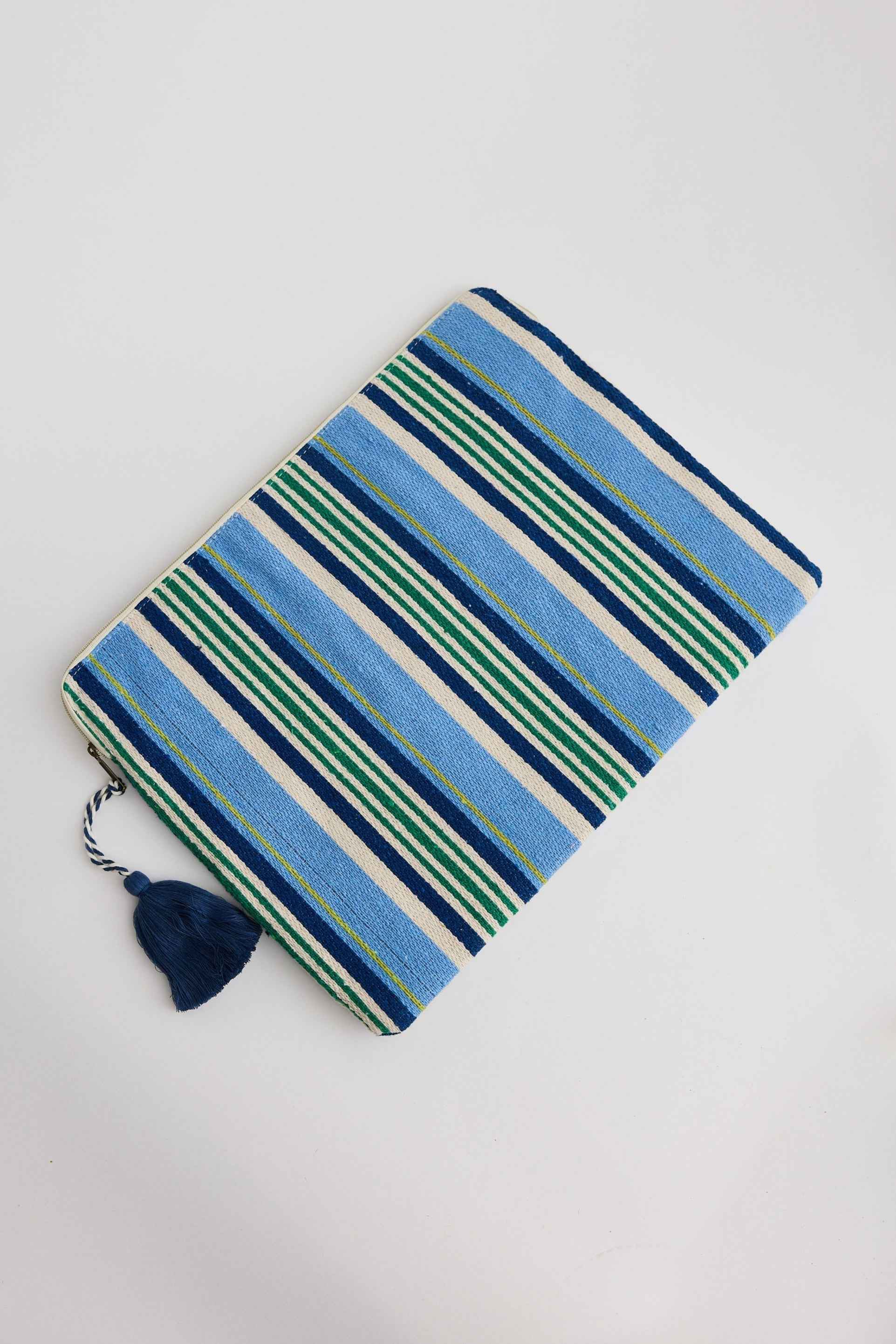 Sunny Laptop Case - Blue With Green Stripe