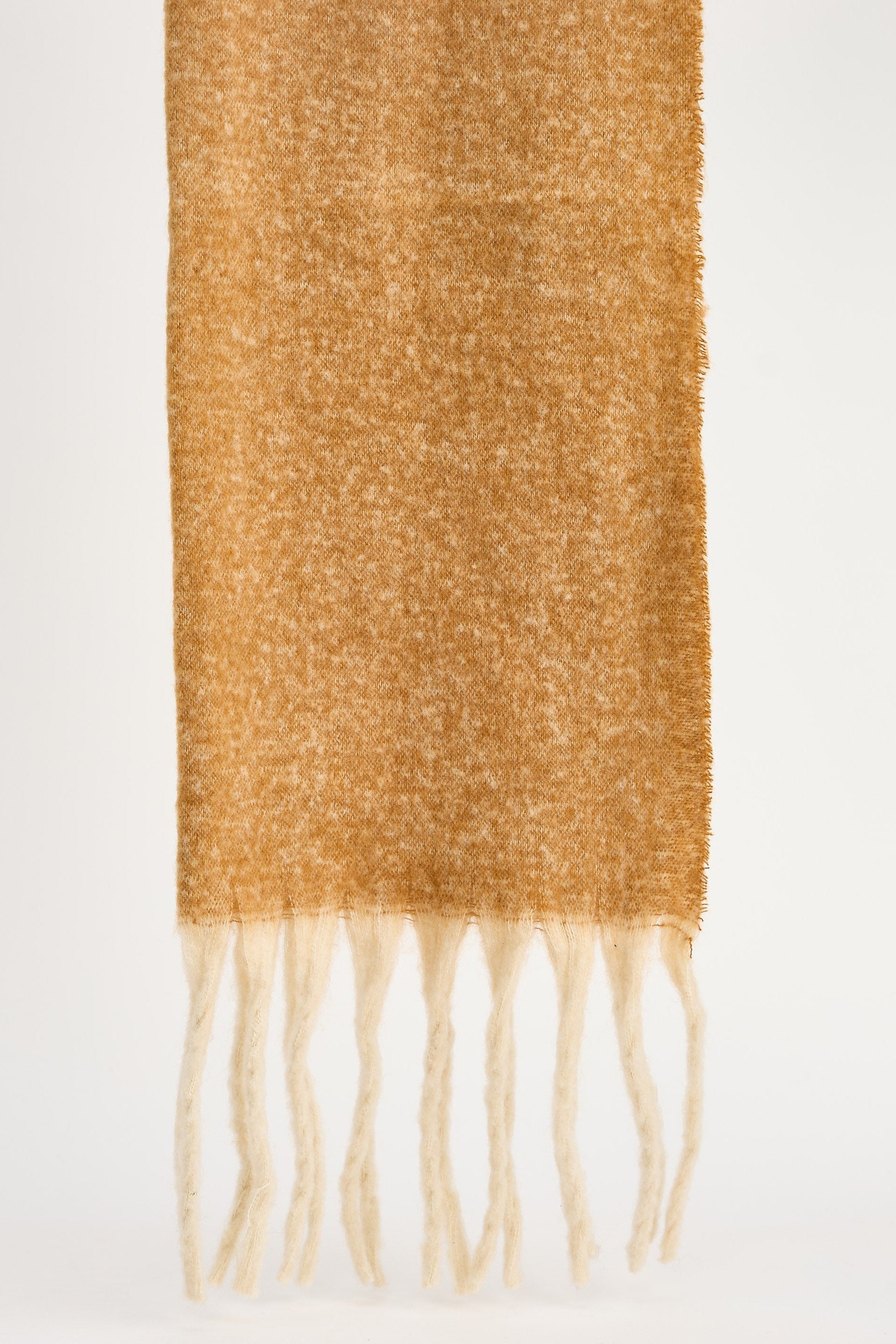 Brown scarf with fringes on a white background
