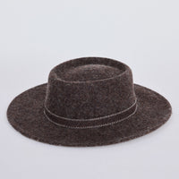 Road Trip Hat - Chocolate hat in chocolate with wide brim silhouette, front view on white background
