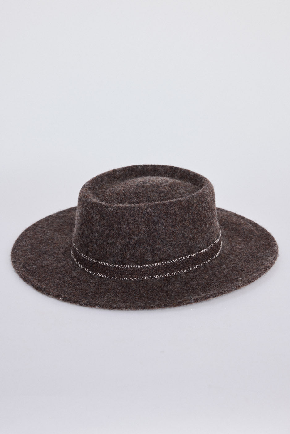 Road Trip Hat - Chocolate hat in chocolate with wide brim silhouette, front view on white background