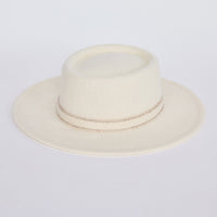 Road Trip Hat - Cream hat in cream with wide brim silhouette, front view on white background
