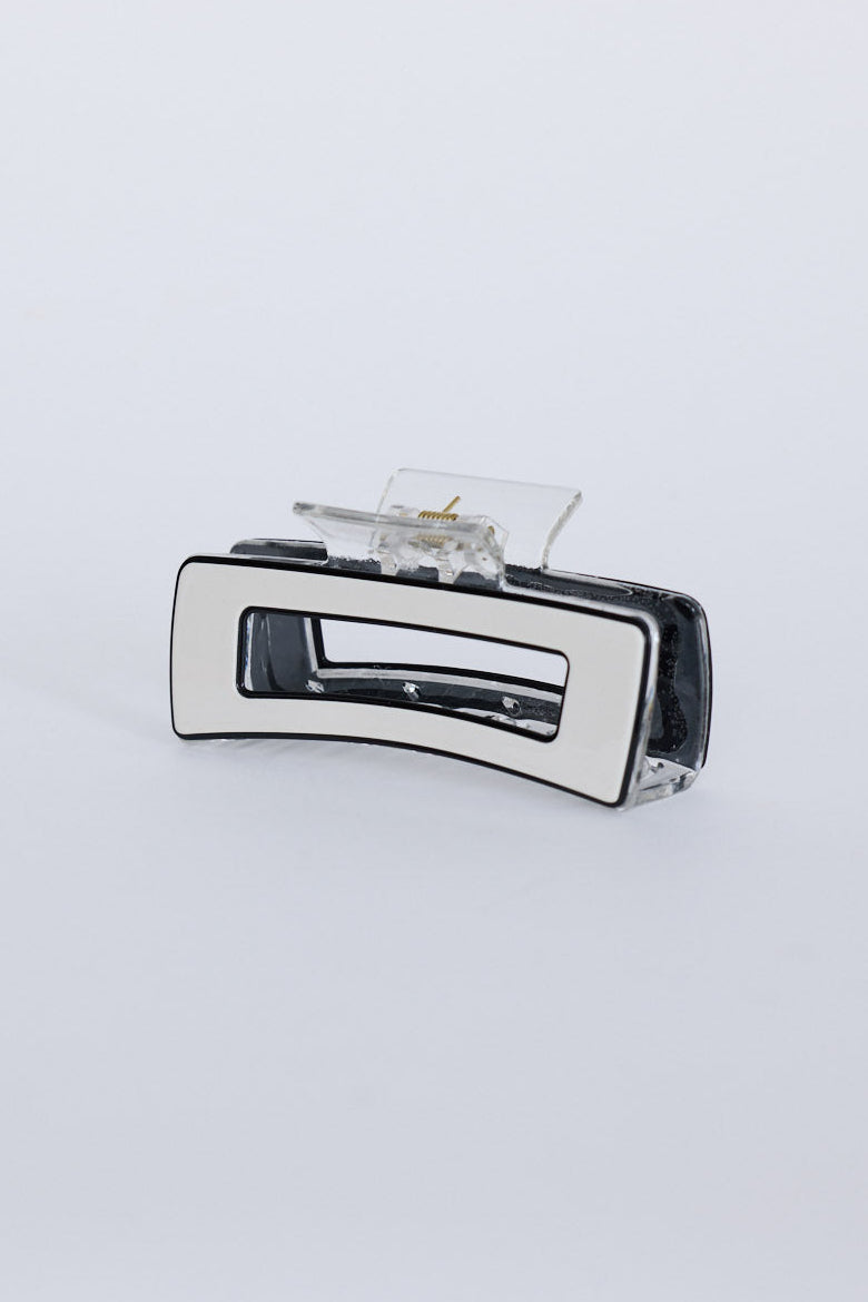 Webster Hair Claw - Off White hair claw in off white with glossy finish, front view.