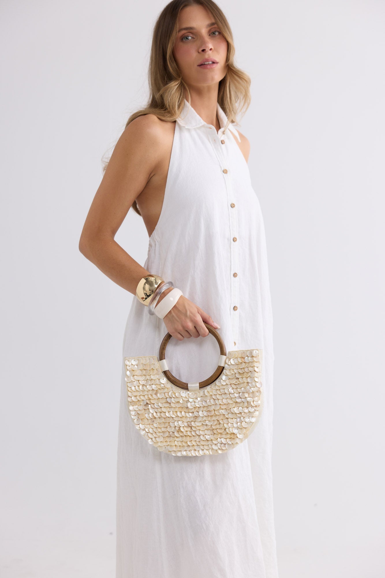 Seaside Bag in white, detail view.