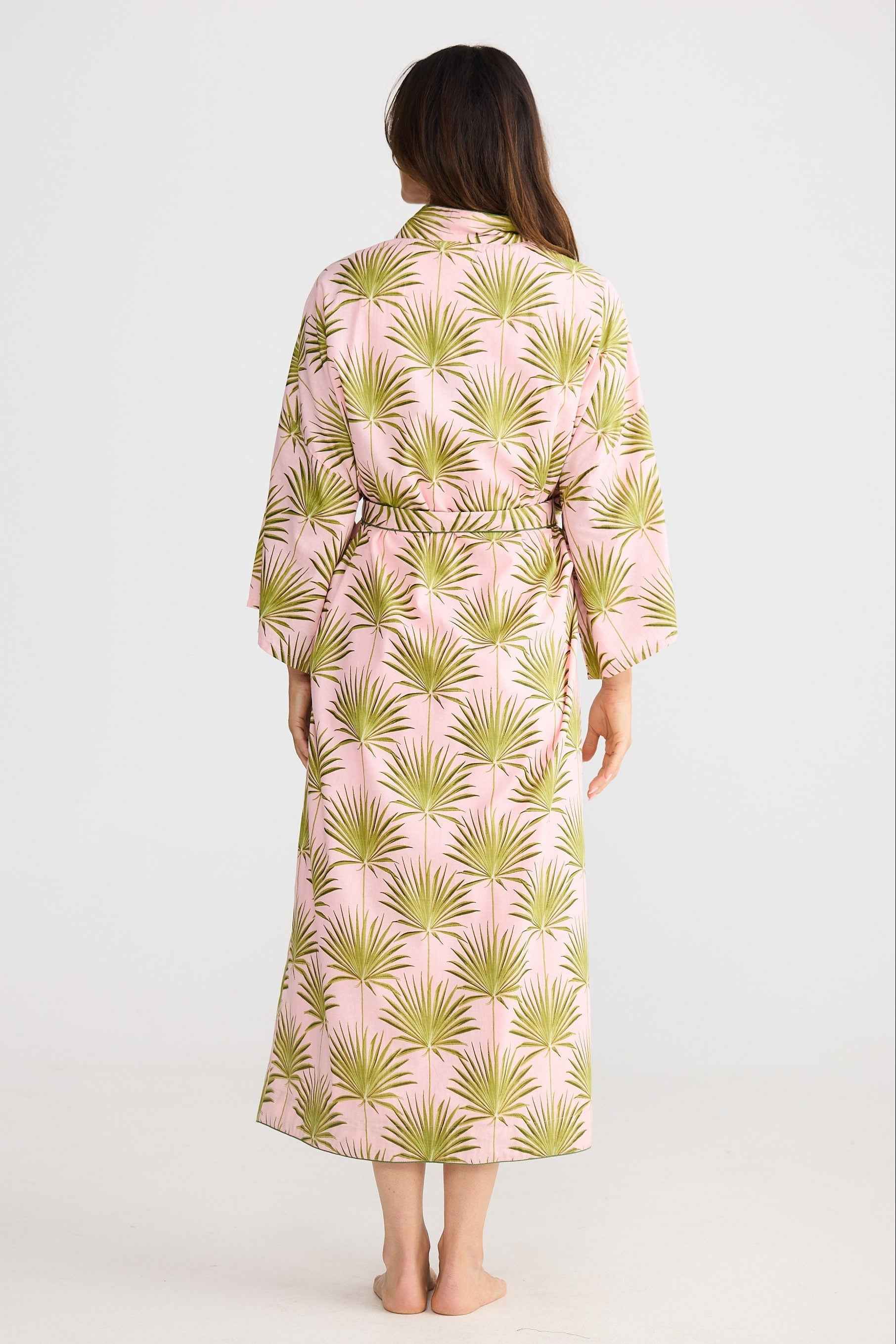 Namaste Robe - Pink Palm Print