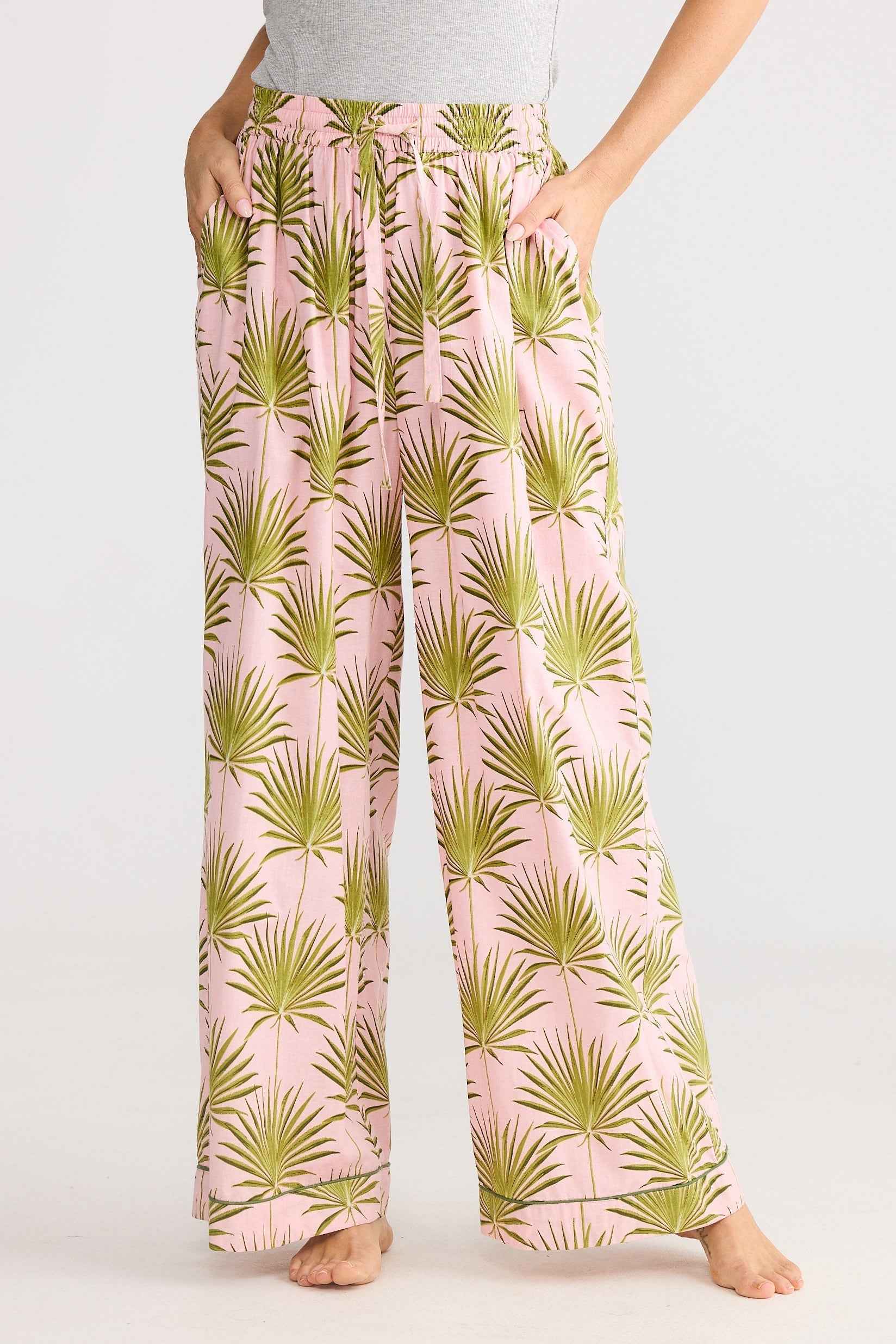 Slumber Pant - Pink Palm Print