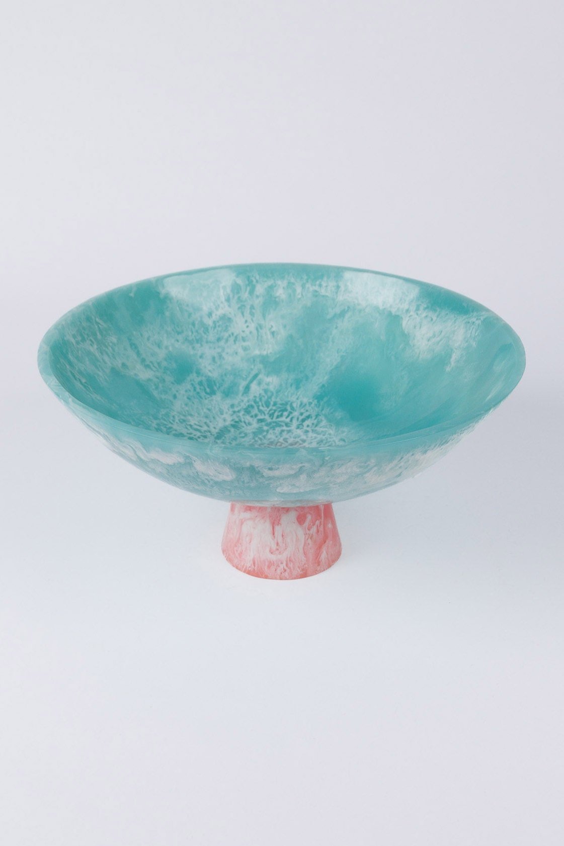 Athena Pedestal Bowl - Blue W Pink
