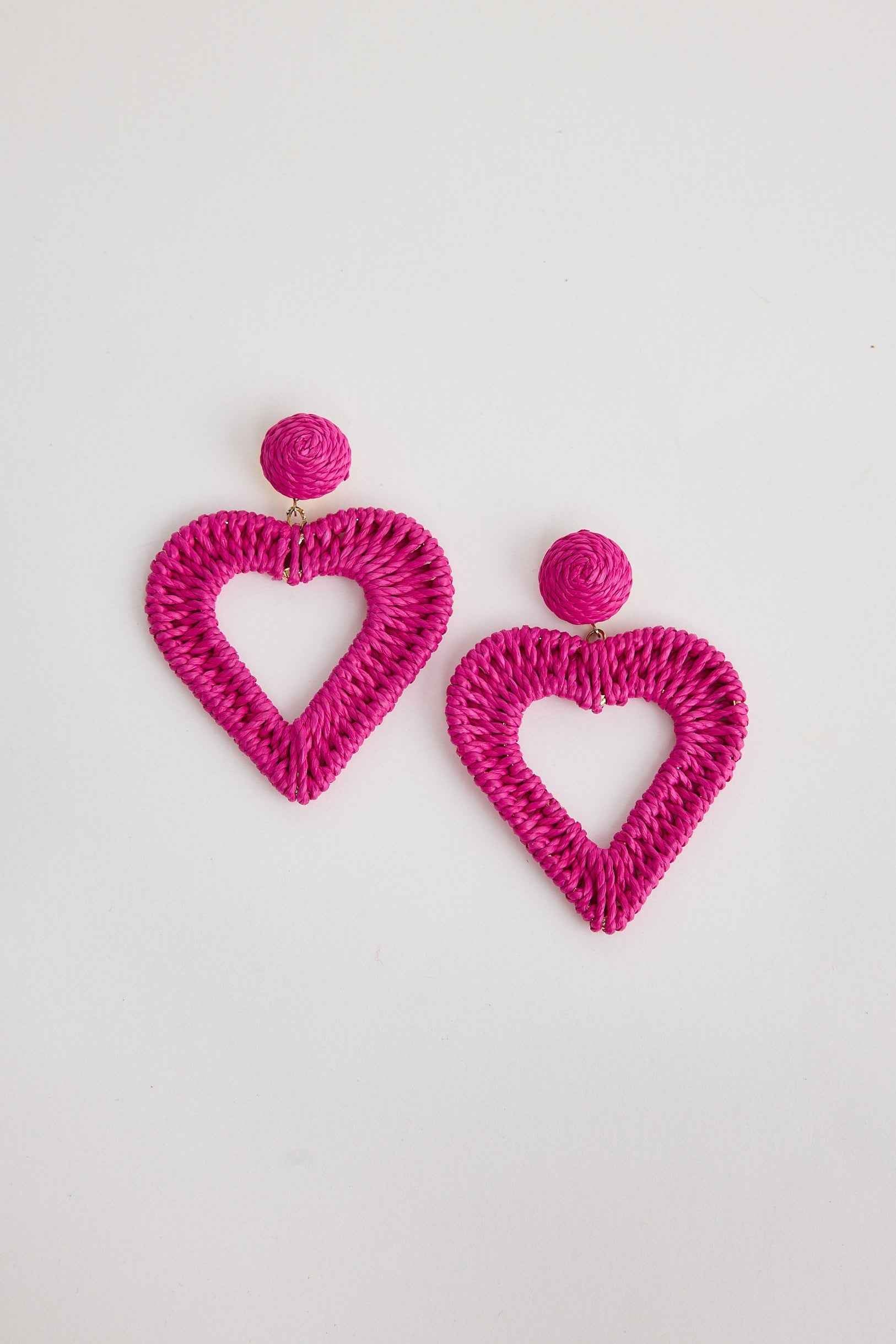 Heartstrings Earrings - Hot Pink