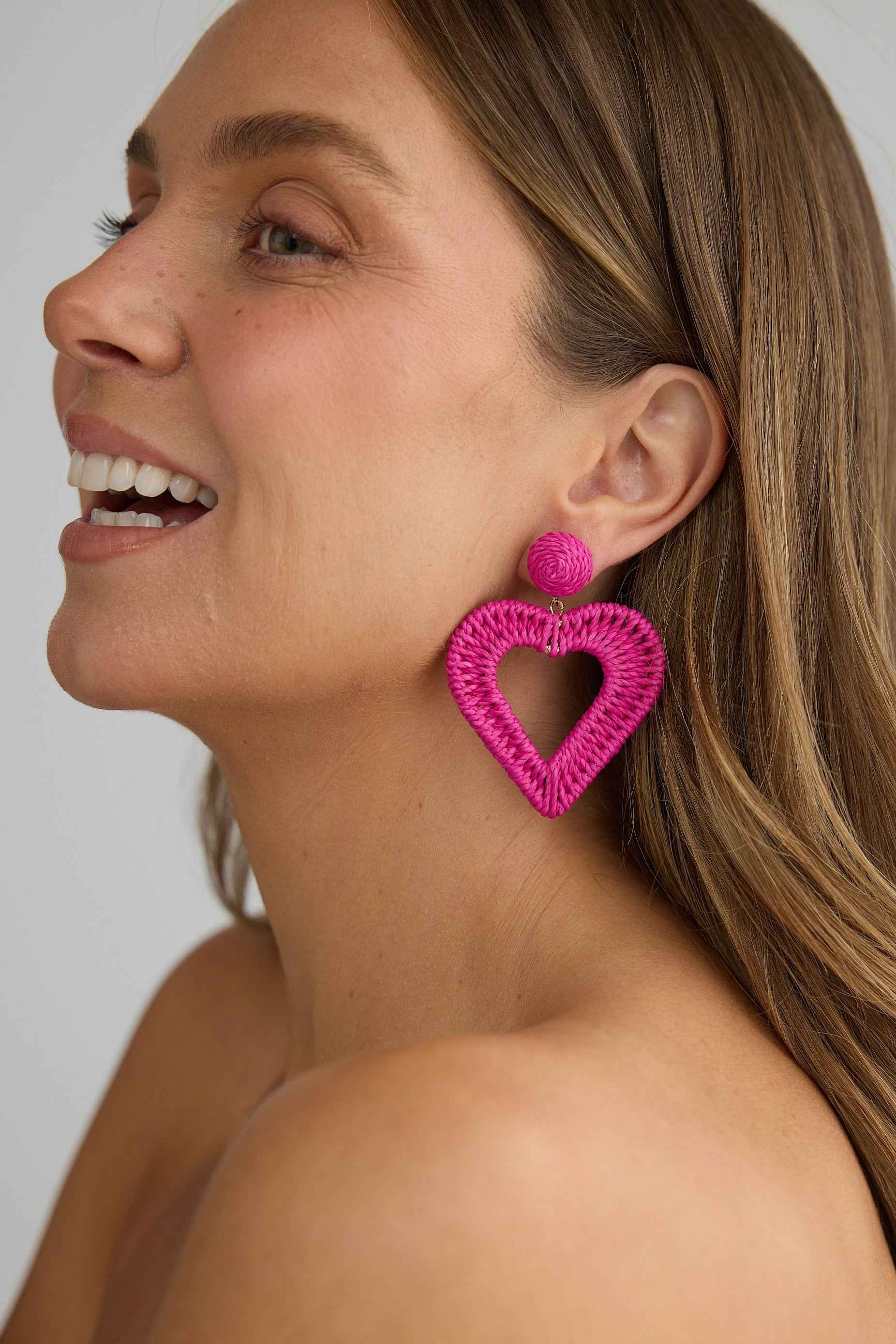 Heartstrings Earrings - Hot Pink