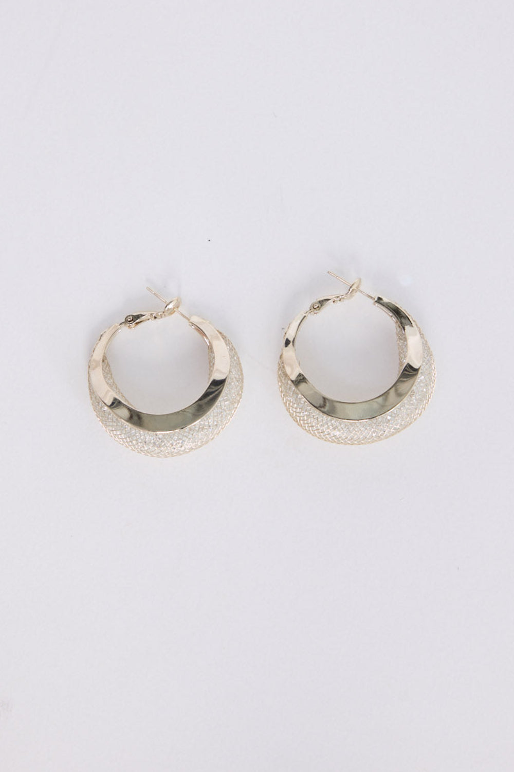 Eclipse Earrings in gunmetal with soft textured finish, front view.