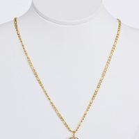 Bovina Necklace in clear with a faceted rectangular pendant, front view.