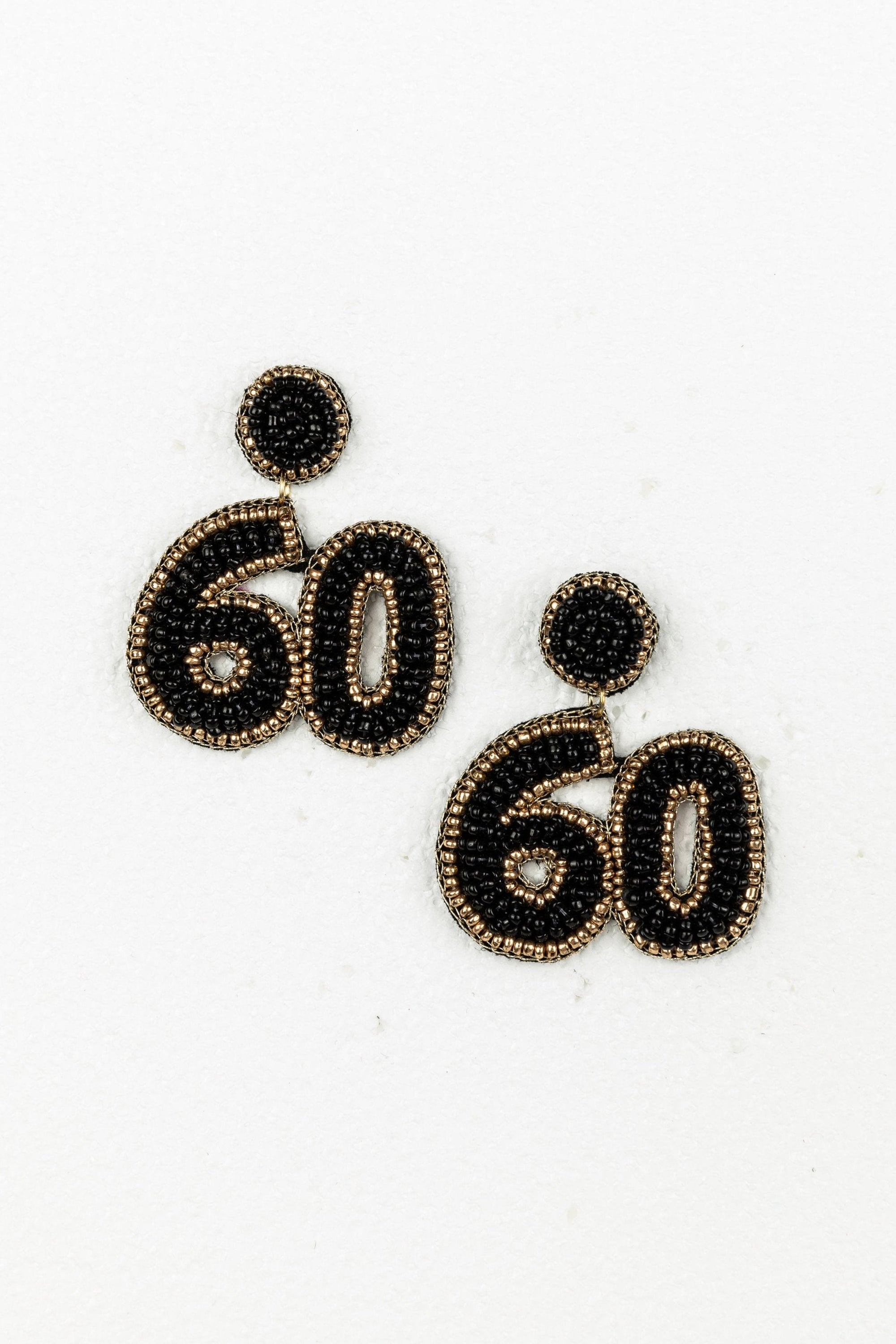 60th Earrings - Black